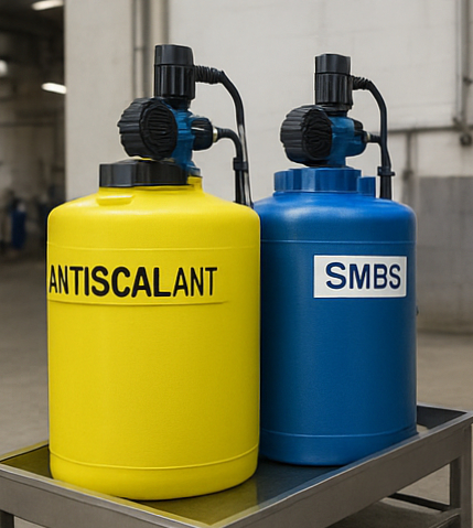 Antiscalant and SMBS dosing station for brackish RO