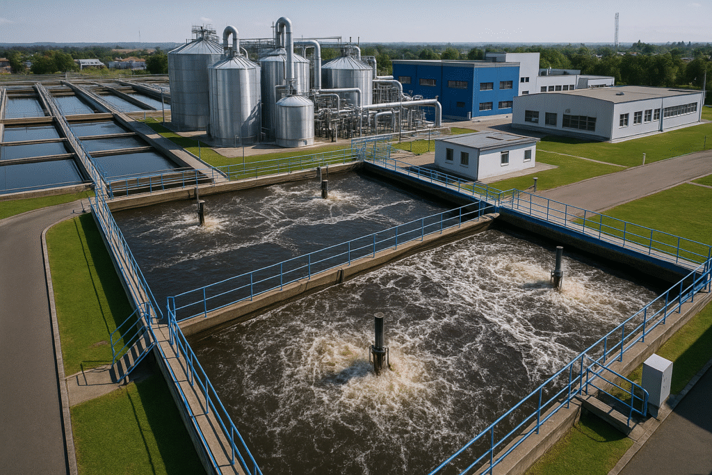Close-up of IFAS/MBBR plastic carrier media in aeration basin.