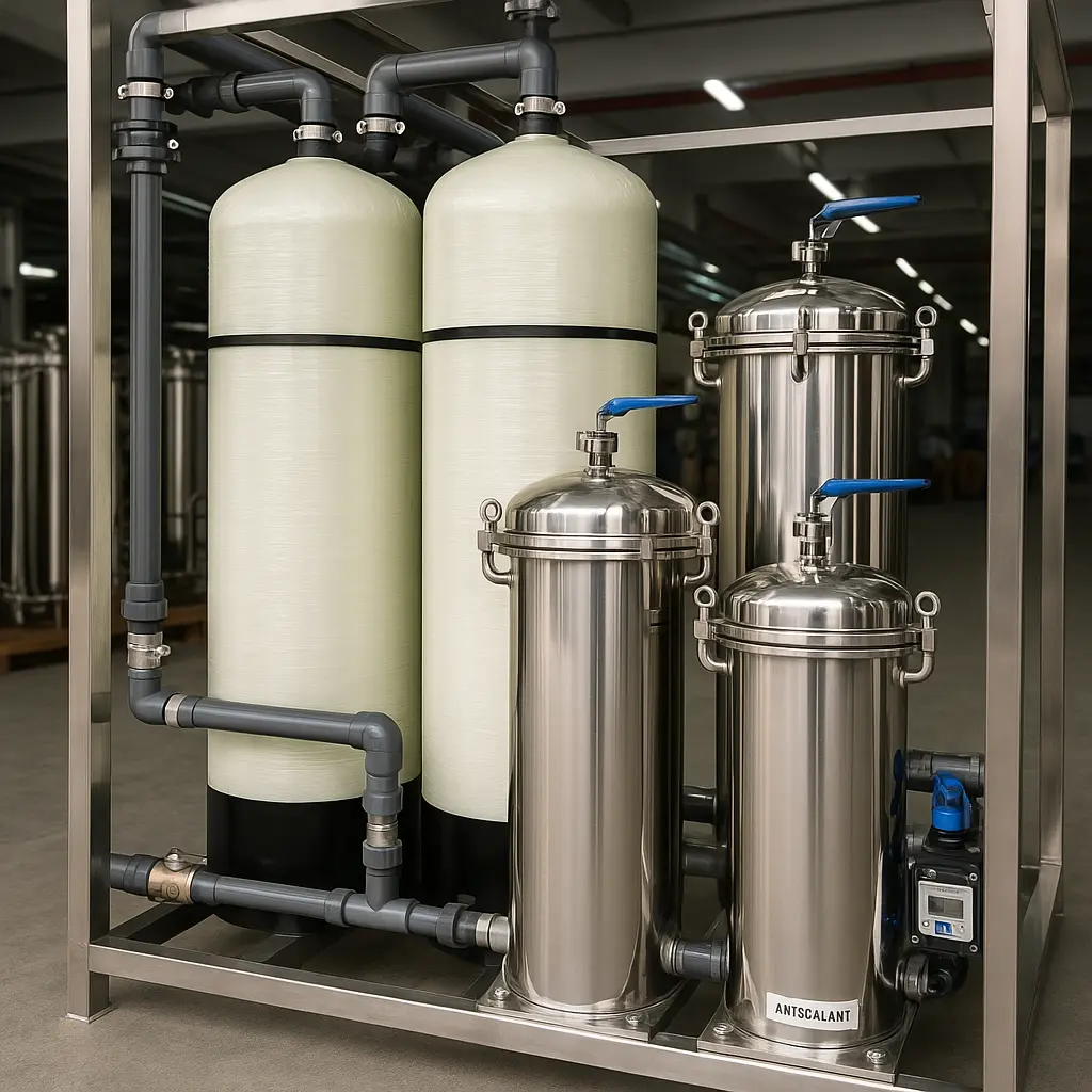industrial brackish RO water system in a clean plant room