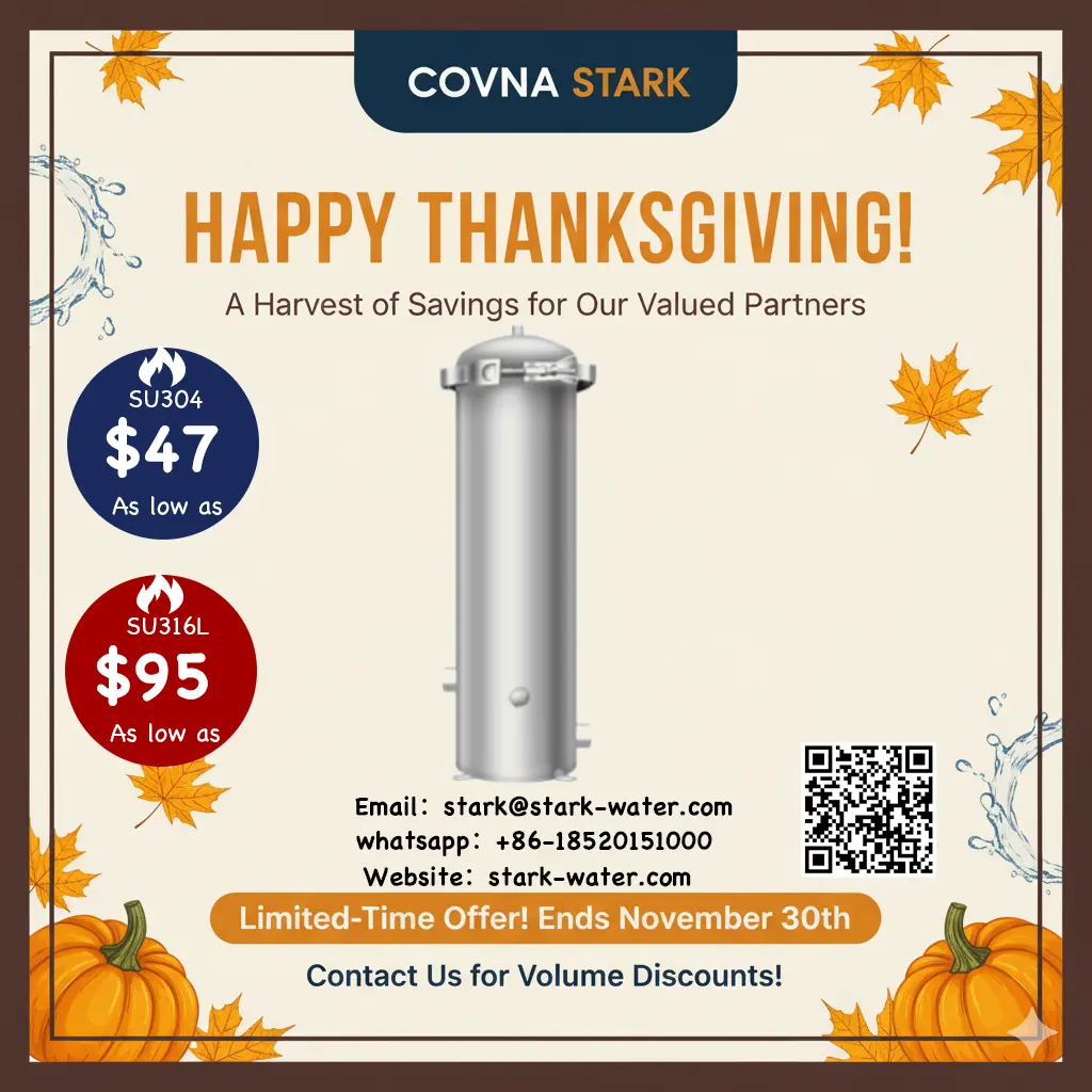 Stainless steel cartridge filter housing with clamp closure