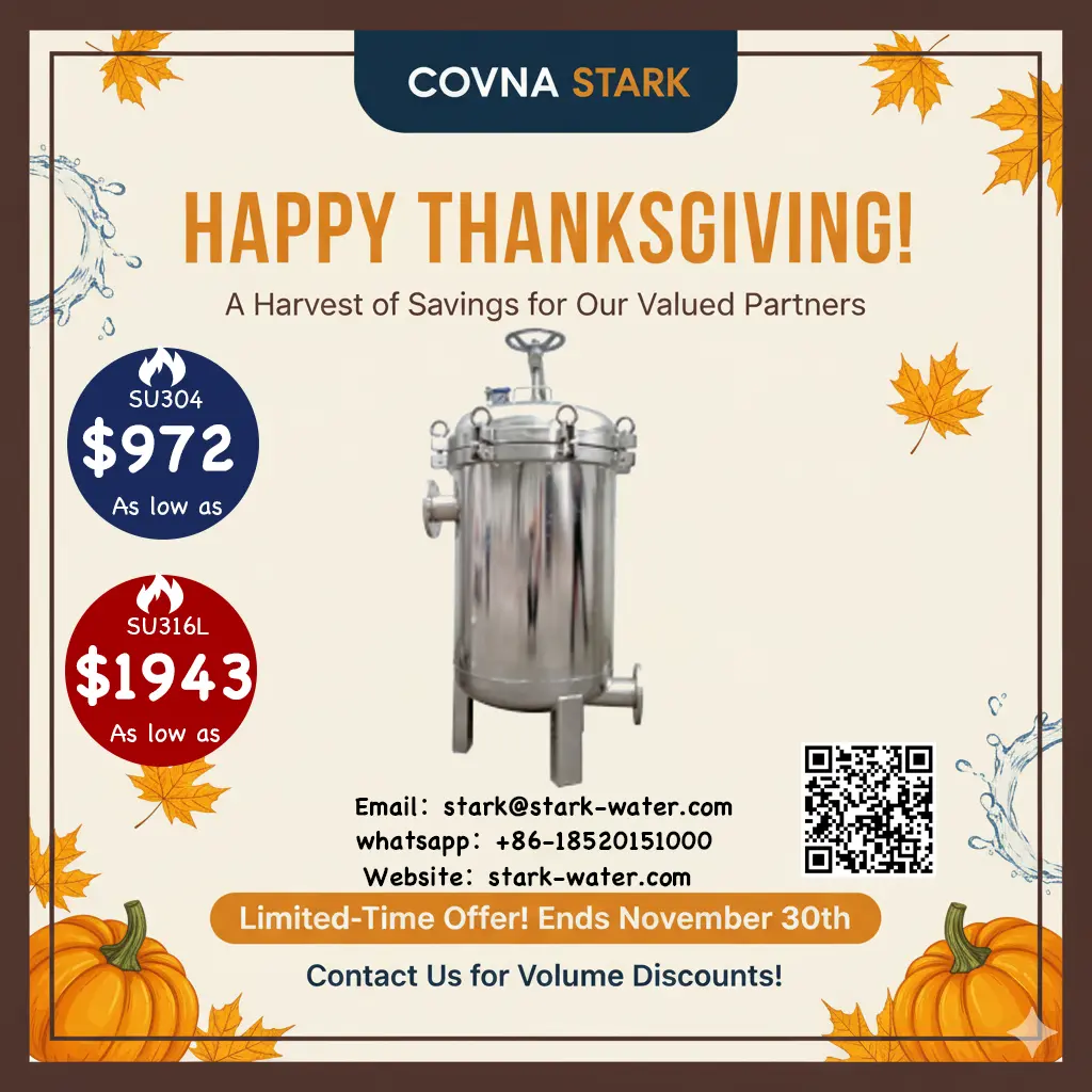 Fast loading stainless steel bag filter housing with handwheel closure and support legs