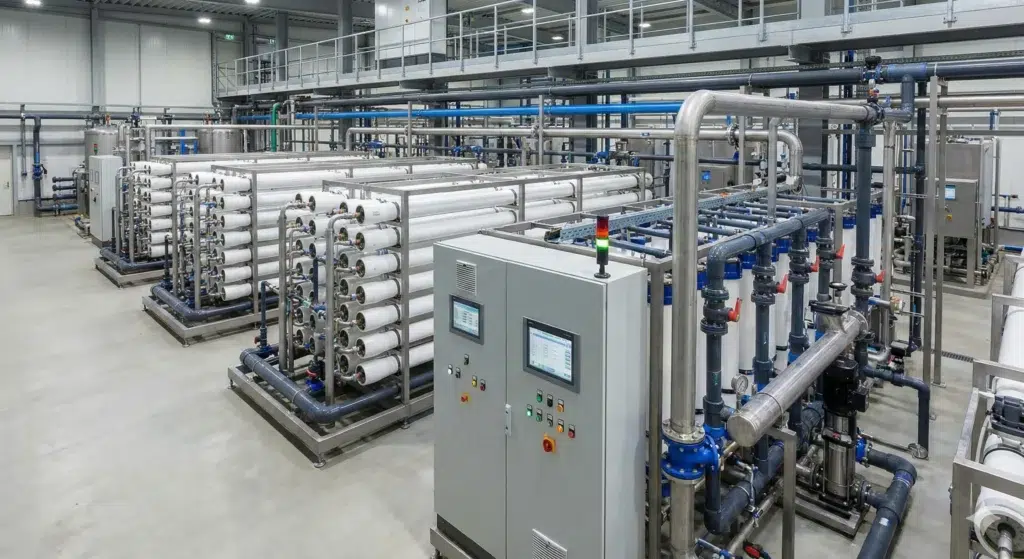 Industrial ultrafiltration water treatment system plant installation